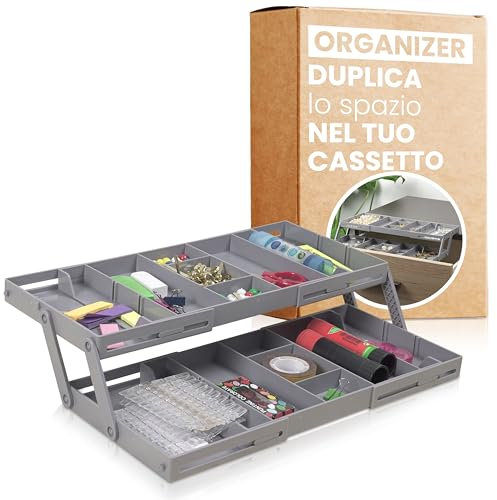 Creative Corner Organizer per Cassetti con Due Piani - Organizzatore Trucchi, Gioielli e Cancelleria Multifunzionale - Organizer Cassetti Bagno