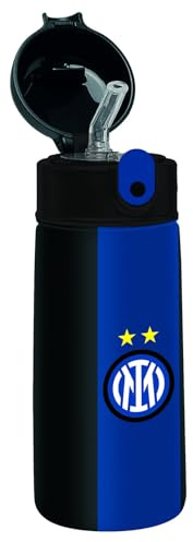 Seven Inter Borraccia Termica in Acciao Inox, Nera e Blu, 0,46 L, Borraccia Scuola Elementare, Sport e Tempo Libero, Bambino