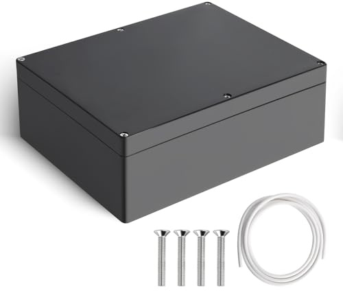 Therlan kopplingsdosa svart vattentät IP65, elektronikhölje kopplingsdosa ytmonterad svart distributionsbox utomhus vattentät, ABS projektlåda plast anslutningsbox ytmonterad låda 263 x 182 x 95 mm