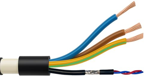 6mm² 3-Core LSZH EV Charger Cable with Integrated PVC Sheathed 1 Pair Screened 24awg Data Cable – LSZH Outer Sheath - Data And Power Combined (15 Metres)