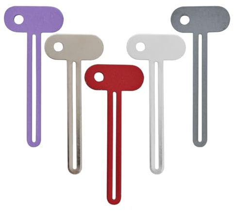 YUVKIN 5 Piezas Tubo Exprimidor de Acero Inoxidable Tubo Enrollador Prensa de Tubos Exprimidor de Pasta de Dientes Metálico para Cosméticos Crema de Zapatos Crema de Manos (5 Colores)
