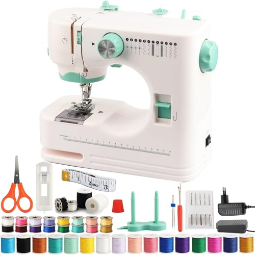 BRICH Nähmaschine Anfänger – Kompakte Mini-Nähmaschine mit 12 integrierten Stichen, Duale Geschwindigkeitsregelung & Fußpedal | Vollständiges Zubehörset Heim-DIY, Bastelprojekte und Nähbeg