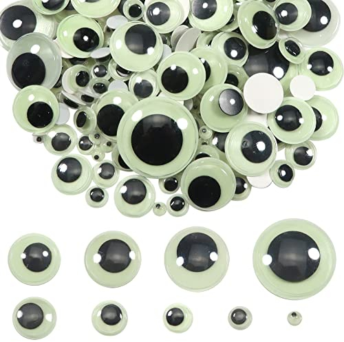 TOAOB 200 Stück Wackelaugen Selbstklebend Leuchtende Rund Bastelaugen Nachtleuchtend 6mm bis 30mm Kunststoff Augen für Scrapbooking Kunsthandwerk Zubehör