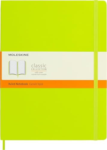 Moleskine - Classic Notebook, Ruled Notebook, Soft Cover and Elastic Closure, Size X-Large 19 x 25 cm, Colour Lemon Green, 192 Pages