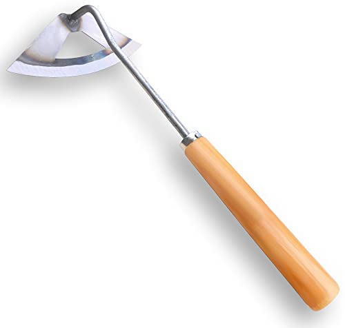 SHANFEEK Hoe Gardening Tools Hollow Hoe for Weeding 14-Inch Weed Removal Tool for Yard With Solid Wood Handle(Yellow)