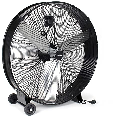 Wiltec Trommelventilator 90 cm 360 W Bodenventilator mit Kabel und Räder, 3 Geschwindigkeitsstufen, Windmaschine