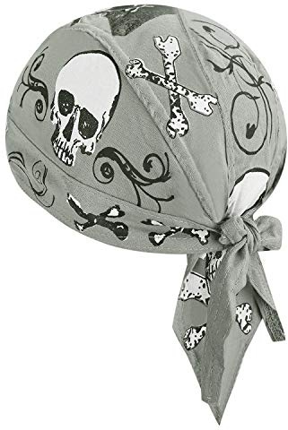 Unisex Cycling Bandana Sun UV Protection Cap Quickly Dry Sweatband Moisture Wicking Skull Cap Adjustable Breathable Running Beanie Pirate Hat Sports Headwear for Men and Women (Grey skull, one size)
