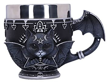 Nemesis Now Pinkys Up Malpuss Tasse, Schwarz, 11 cm