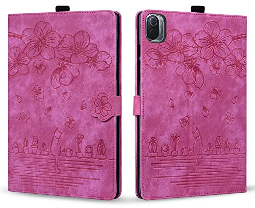 Rosbtib Funda para Xiaomi Mi Pad 5/ Mi Pad 5 Pro 11 Pulgada 2021, Flip Cover Magnética Ranuras para Tarjetas PU Cuero Cover Xiaomi Pad 5, Rosa Rojo