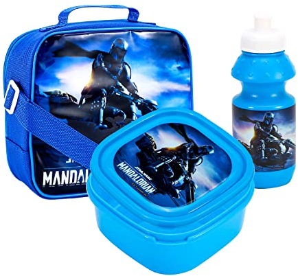 TDL Star Wars Mandalorian Insulated 3 Piece Lunch Bag, Sandwich Box & Bottle Set for School & Travel