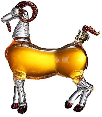 decanter Whisky Decanter - Garrafa Oveja con Tapón Hermético - Porta Ron Brandy Tequila Bourbon (Transparente 1000ml)