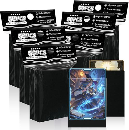 Black Card Sleeves Fit for MTG, 300 Pack Perfect Fit Standard Card Sleeves for Trading Cards Sports Cards Baseball Cards TCG, Sturdy and Nice Shuffling
