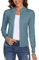Aottori Womens Cardigan Long Sleeve Open Front Cardigans Zip Up Ribbed Knit Lightweight Knitwear Outerwear Blue Grey M