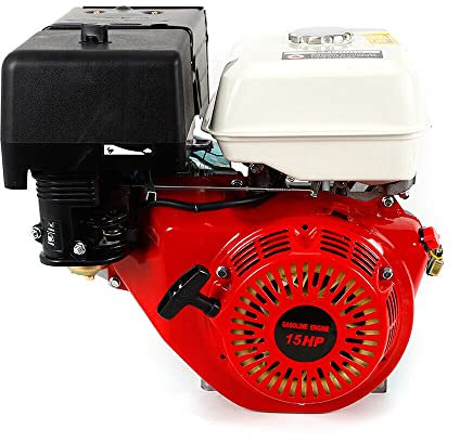 420CC Benzinmotor, 15 PS Benzinmotor Landmaschinen, Viertakt-Stationärmotor, Einzylinder-Stationärmotor, Industriemotor, luftgekühlter Benzinmotor, 15 PS 9KW Motor. (Rot-Weiß)