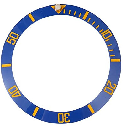 LüNetteneinsatz Uhrenring,Uhr LüNette 38mm Schwarz Blau Weiß Grüner Keramik/Titan-Blende Einsatz für 40-mm-Sutomatische Herrenuhr (Color : Blue)