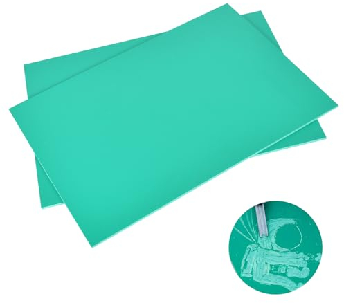 2 Stück A4 Weichgummi Linoldruck Platte, Linolschnitt Werkzeug zum Gravieren, Stempelgummi, Grün Linolplatte, A4 Gummi Blöcke für Stempel Selber Machen, Bastel, Gravieren und Druckprojekte