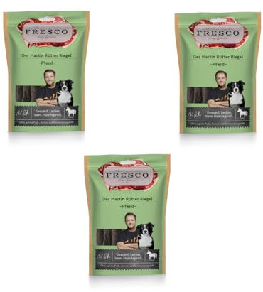 Fresco Martin Rütter Riegel Pferd | 3er Pack | 3 x 100 g | Ergänzungsfuttermittel für Hunde | Natürlicher Monoproteinsnack aus reinem Pferdefleisch | In Riegel-Form