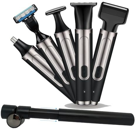 Buithafu Elektrischer Rückenrasierer für Männer, 5-in-1-Herren-Körper-Trimmer-Kit, Multifunktionaler Selbstbedienungs-Körperhaartrimmer, nass oder trocken, Body Groomer für Männer, Reisetauglich