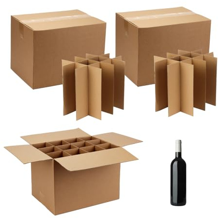 DIICCYO 3 Sets Moving Boxes Glasses Divider Kits with Box Packing 16x12x12 Inch, Glass Packing Kits Corrugate Dividers for Kitchen Dish Moving Boxes