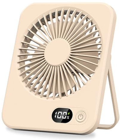 Mini Ventilatore da Tavolo, ventilatore da tavolo USB piccolo, 180° Regolabile Ventilatore da Tavolo, Ventilatore da Tavolo Portatile, mini ventilatore da tavolo silenzioso, per Ufficio (Cachi)