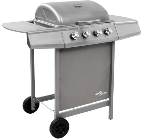 WSJHUHK Cocina y comedor, electrodomésticos de cocina, parrillas al aire libre, parrilla de barbacoa de gas con 4 quemadores, color plateado (solo FR/BE/IT/UK/NL)