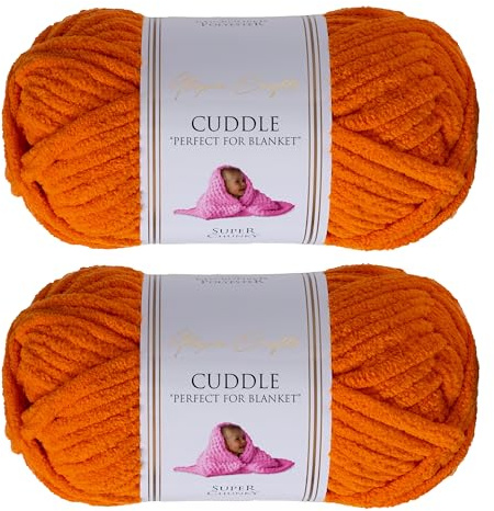 Utopia Crafts Cuddle Super Chunky Chenille Soft Yarn for Knitting and Crochet, 2X 100g - 60m (Pumpkin Orange)