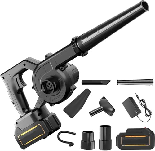 Soffiatore Aspiratore Foglie a Batteria 21V, 600W - 3.3 m³/min, 23000 giri/min (Nero-1 Batteria)