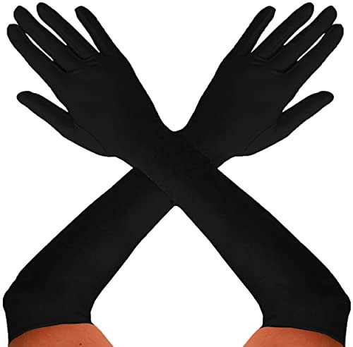 REDSTAR FANCY DRESS Satin-Abendhandschuhe - bis zum Ellenbogen - für Kostüme im 1920er-Stil, Abendkleider, Hochzeiten oder Abschlussbälle - Schwarz