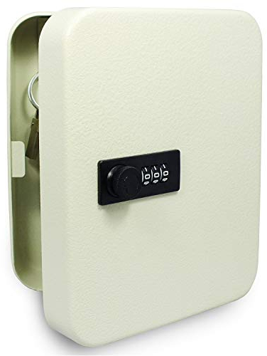 SAFE 3987 Cassetta portachiavi con codice – Armadietto chiavi combinazione 3 cifre – Capacità 20 chiavi – Cassaforte a muro in metallo compatta