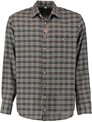 OS Trachten® Camicia da caccia da uomo oefele.de Vestibilità: Regular Fit con 1 tasca sul petto e colletto in 100% cotone, camicia da caccia a maniche lunghe (45/46)