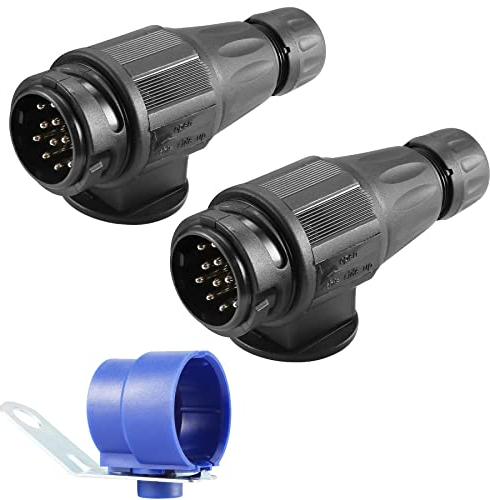 AGRISHOP Spina Rimorchio 13 Poli,2 Pezzi 12v Adattatore 13 Poli con Supporto per Spina Rimorchio Impermeabile,Spina 13 Poli Rimorchio per Camion Caravan
