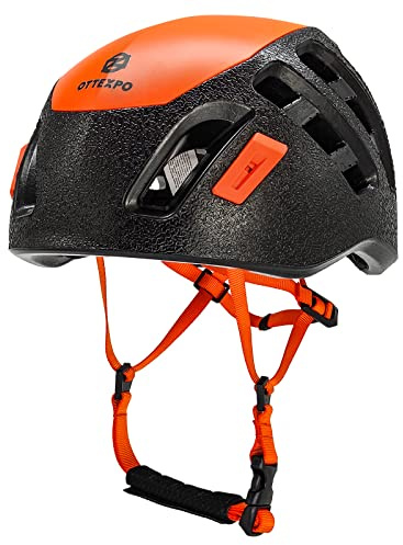 OTTEXPO Rock & Climbing Helmet, Lightweight Adjustable Helmet for Tree Climbing, Caving, Work at Height Sporty Helmets for Man Wemon (Orange, Small/Medium)