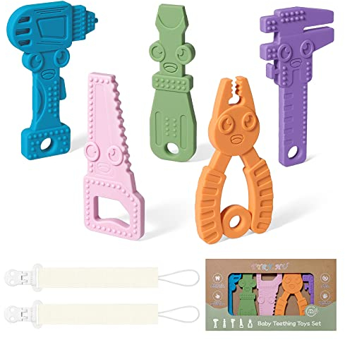 TYRY.HU Beißring Baby Armbänder Beissring Zahnungshilfe Zahnen Spielzeug Kauspielzeug Greifling Kühlend aus Silikon Beißspielzeug BPA-frei Geschenke für Neugeborene(D)