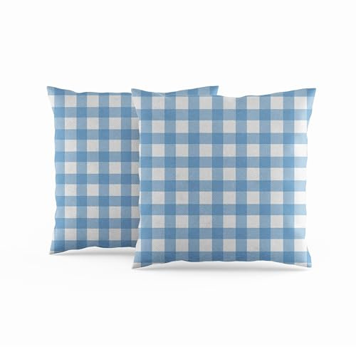ggaimwf Copricuscini a Quadretti Confezione da 2 40x40 cm Blu Controllato Fattoria Fodere per cuscini decorativi Piazza Copricuscino per Divano Soggiorno Home decor Federa per cuscino sparsa
