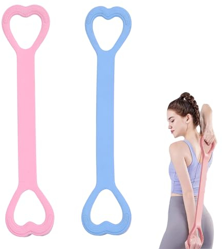 KASESSS 2 Pcs Resistance Band Women, Figure 8 Resistance Bands Set, Arm Back Shoulder Pilates Band, Exercise Band for Women and Men Elastic Bands Gym Fitness Band for Yoga Pilates Stretching