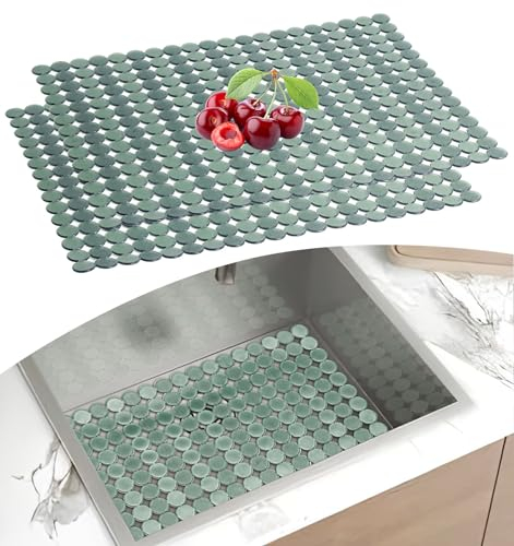 Sink Mat 2 Pack Kitchen Sink Protector Mat for Ceramic/Stainless Steel Sinks, Cuttable Kitchen Sink Mat, Fast Draining Mat, Non-Slip Sink Protector for Kitchen Bathroom Sink Countertop, 30 x 40cm