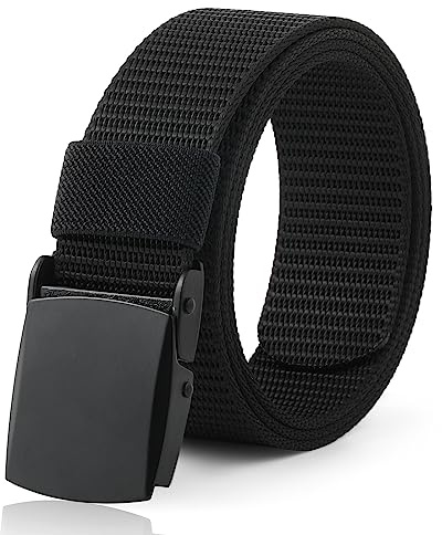 WELROG Kids Nylon Belts for Boys and Girls - Children's Belts for Boys age 6-12 Holeless Black Belt kids Schooluniform Belt with Silver Buckle