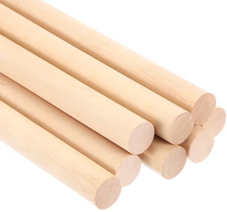 PATIKIL 7/9x15,75 Pollici Asta in Legn, 240pz Asta in Legno Bastone in Legno Tondi Non Finiti in Legno Duro per Artigianato Fai Da Te Decorazione Casa, 20mm x 400mm