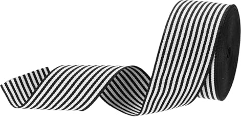 PATIKIL 4 cm svartvitt randigt grosgrainband, 10 Yard polyestertyg randigt hantverk band dubbelsidiga design för rosett presentinslagning gör-det-själv juldekorationer