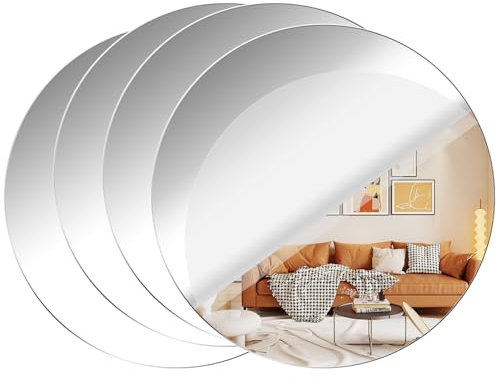4 specchi in acrilico da parete, grandi adesivi rotondi autoadesivi HD, da parete, infrangibili, infrangibili, senza cornice, per trucco, decorazione per sala da trucco, feste di nozze, 30 x 30 cm (2