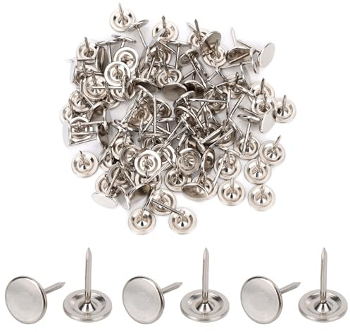 100pcs Punaises Robustes Punaises Plates, pour Tableau d'Affichage Clous Décoratifs pour Mur Accrocher des Photos Maison Meubles Canapé Loisirs Créatifs Bureau Décoration DIY (Argentées)