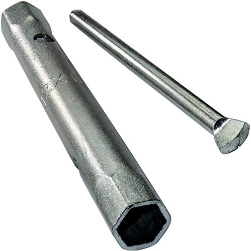 AERZETIX - Llave de tubo recto 12x13mm 6 lados con Husillo Rígido/Torniquete de sujeción extraíble - Monobloque - Llave tubular Descorchado de Doble Extremo - Grifería - en acero CR-V - C45638