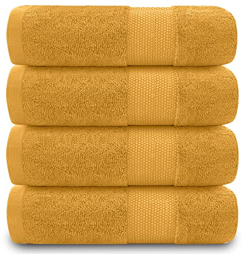 GC GAVENO CAVAILIA Handtücher für Badezimmer – 700 g/m² Handtücher Set mit 4 Stück – Handtücher aus ägyptischer Baumwolle – Hotelqualität – maschinenwaschbar – Ocker – 50 x 85 cm