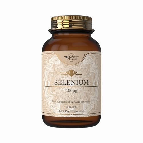 Sky Premium Life Selenium Supplements - 60 Selenium Tablets for Normal Immune System and Thyroid Support Supplement | Selenium 100mcg for Hair and Nails Vitamins | 60 Day Supply