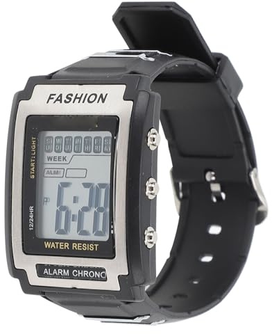 Orologio Sportivo, Orologio Digitale Rettangolare Impermeabile Luminoso Multifunzionale Vintagecon Grande Schermo Orologio Digitale con Allarme