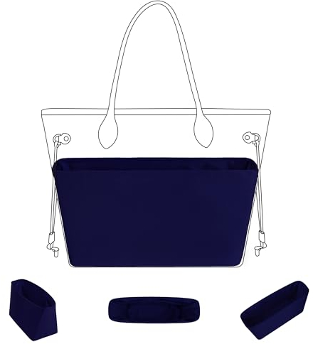 DGAZ Tasche Organizer Zubehör, Seide Handtasche Innentasche für Neverfull-BB/PM/MM/GM Taschen, Luxus Bag in Bag Insert für Damenhandtasche (Blue Nuit, Neverfull MM)