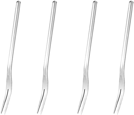 Chenshuo Stainless Steel Dessert Forks, Silver Appetizer Cake Fruit Forks Set, Cocktail Salad Pastry Forks for Home Party Kitchen, 5.1 Inches, 4 Pieces.