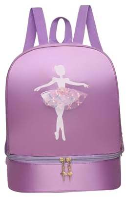 Amagogo Ballett-Tanz-Rucksack, Mädchen-Ballerina-Tasche, tragbare Sporttasche, Kinder-Rucksack, Ballett-Tanz-Tasche mit Schuhfach zum Tanzen, Lila