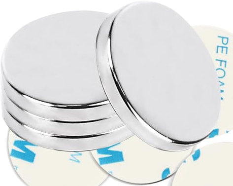 4 Pcs Magnets Strong Neodymium Magnets Super Strong, 30 x 2.5 mm Self Adhesive Heavy Duty Round Flat Magnet, Rare Earth Magnet for Fridge Whiteboards Building Crafts