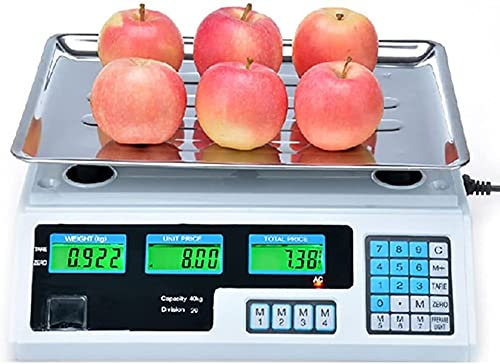 JDSHFEN Básculas de Alimentos Wlectronic Básculas Digitales electrónicas Digitales con Cable de Carga Báscula de Precios Comercial Digital 40Kg Básculas de Cocina para,